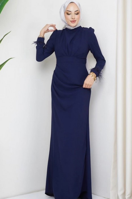 NAVY BLUE  EVENING DRESS  